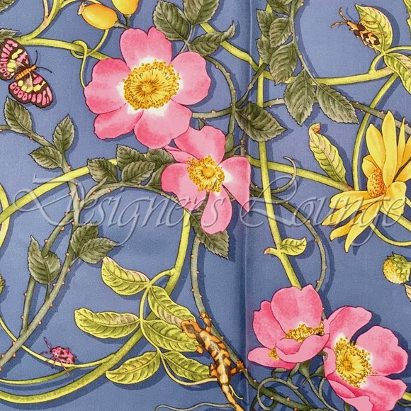 ⚡️SOLD! NWT GUCCI Sky Blue Flower Web Silk Scarf - Picture 5 of 7